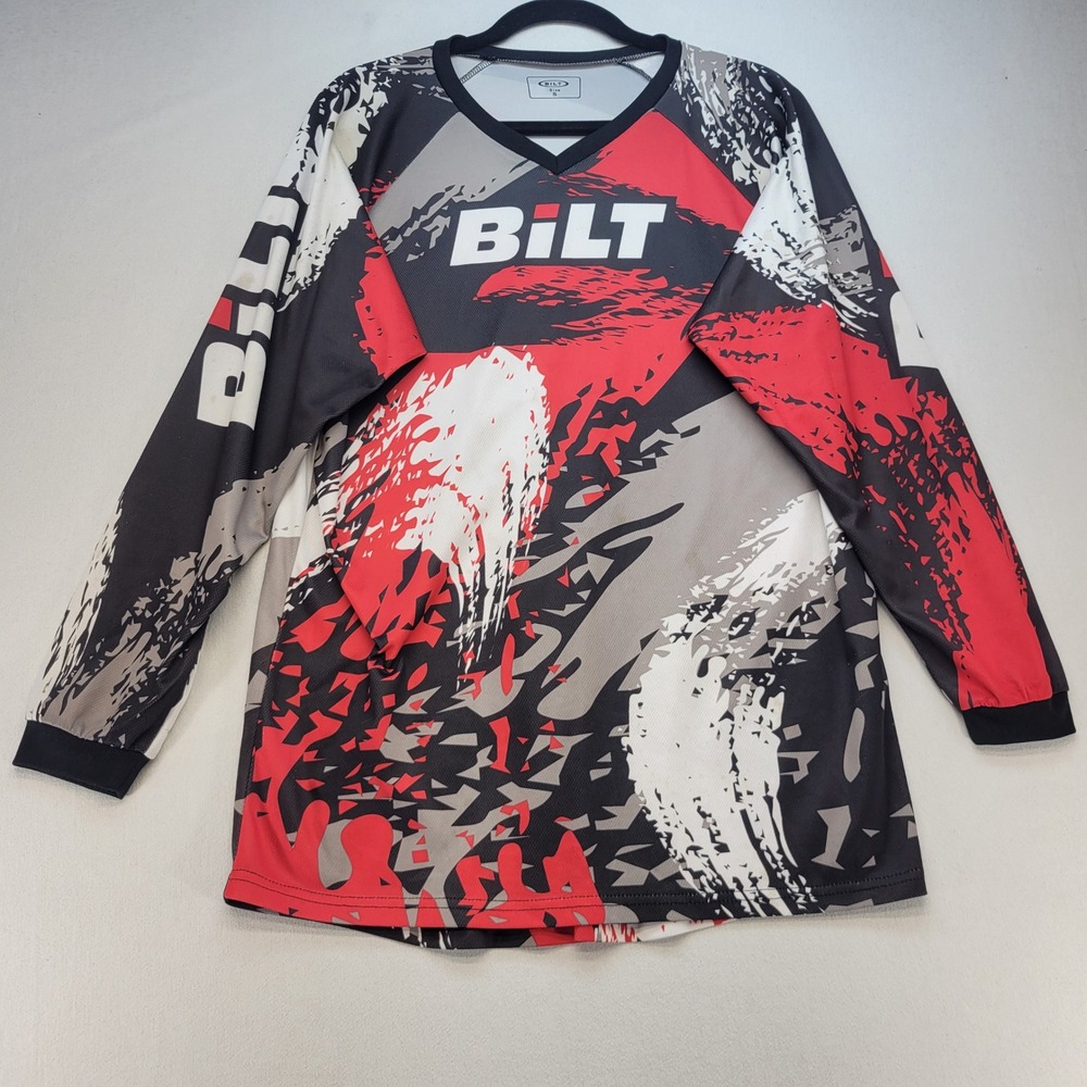 BiLT Motocross Jersey Men Small Red Black Gray Graphic Long Sleeve Off-Road Top